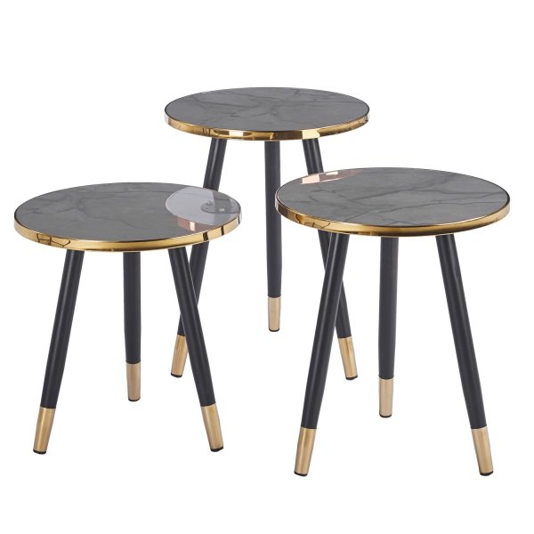 Lot de 3 Tables d'Appoint Zoe Détail Doré | Ukukhome